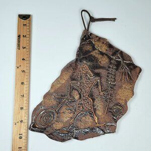 Petroglyph Inspired Wall Art Sculptural Art Ceramic Signed SHORTY 9"H x 9"W